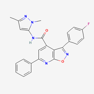 molecular formula C24H18FN5O2 B10923767 N-(1,3-dimethyl-1H-pyrazol-5-yl)-3-(4-fluorophenyl)-6-phenyl[1,2]oxazolo[5,4-b]pyridine-4-carboxamide 