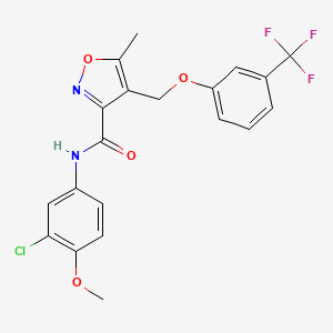 molecular formula C20H16ClF3N2O4 B10923796 N-(3-chloro-4-methoxyphenyl)-5-methyl-4-{[3-(trifluoromethyl)phenoxy]methyl}-1,2-oxazole-3-carboxamide 