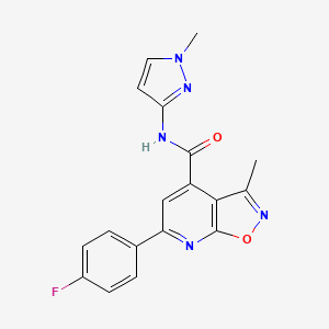 molecular formula C18H14FN5O2 B10923812 6-(4-fluorophenyl)-3-methyl-N-(1-methyl-1H-pyrazol-3-yl)[1,2]oxazolo[5,4-b]pyridine-4-carboxamide 