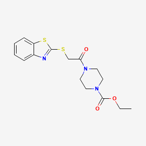 molecular formula C16H19N3O3S2 B10924333 Ethyl 4-[(1,3-benzothiazol-2-ylsulfanyl)acetyl]piperazine-1-carboxylate 