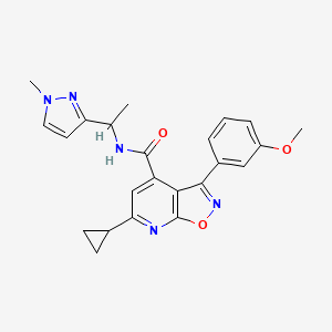 molecular formula C23H23N5O3 B10924515 6-cyclopropyl-3-(3-methoxyphenyl)-N-[1-(1-methyl-1H-pyrazol-3-yl)ethyl][1,2]oxazolo[5,4-b]pyridine-4-carboxamide 