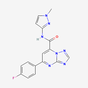 molecular formula C16H12FN7O B10924733 5-(4-fluorophenyl)-N-(1-methyl-1H-pyrazol-3-yl)[1,2,4]triazolo[1,5-a]pyrimidine-7-carboxamide 