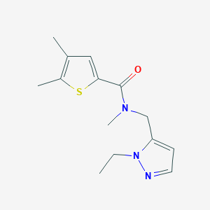 molecular formula C14H19N3OS B10925255 N-[(1-ethyl-1H-pyrazol-5-yl)methyl]-N,4,5-trimethylthiophene-2-carboxamide 