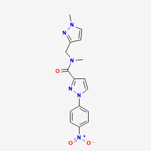 molecular formula C16H16N6O3 B10925668 N-methyl-N-[(1-methyl-1H-pyrazol-3-yl)methyl]-1-(4-nitrophenyl)-1H-pyrazole-3-carboxamide 