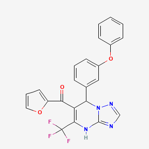 molecular formula C23H15F3N4O3 B10925993 Furan-2-yl[7-(3-phenoxyphenyl)-5-(trifluoromethyl)-4,7-dihydro[1,2,4]triazolo[1,5-a]pyrimidin-6-yl]methanone 