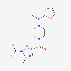 molecular formula C15H16F2N4O3 B10926260 [1-(difluoromethyl)-5-methyl-1H-pyrazol-3-yl][4-(furan-2-ylcarbonyl)piperazin-1-yl]methanone 