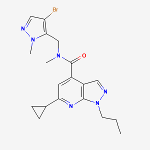 molecular formula C19H23BrN6O B10927129 N-[(4-bromo-1-methyl-1H-pyrazol-5-yl)methyl]-6-cyclopropyl-N-methyl-1-propyl-1H-pyrazolo[3,4-b]pyridine-4-carboxamide 