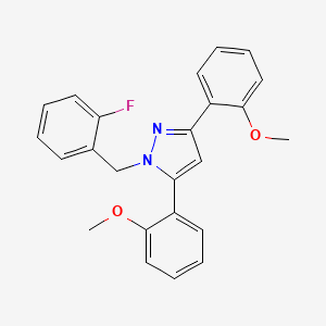 molecular formula C24H21FN2O2 B10927706 1-(2-fluorobenzyl)-3,5-bis(2-methoxyphenyl)-1H-pyrazole 