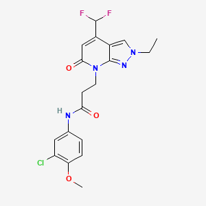 molecular formula C19H19ClF2N4O3 B10927927 N-(3-chloro-4-methoxyphenyl)-3-[4-(difluoromethyl)-2-ethyl-6-oxo-2,6-dihydro-7H-pyrazolo[3,4-b]pyridin-7-yl]propanamide 