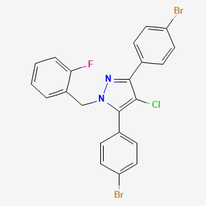 molecular formula C22H14Br2ClFN2 B10928930 3,5-bis(4-bromophenyl)-4-chloro-1-(2-fluorobenzyl)-1H-pyrazole 