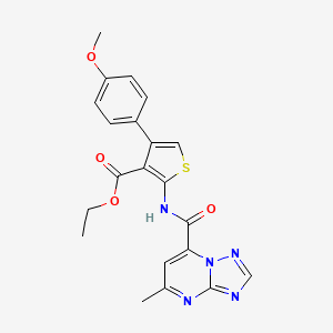 molecular formula C21H19N5O4S B10929075 Ethyl 4-(4-methoxyphenyl)-2-{[(5-methyl[1,2,4]triazolo[1,5-a]pyrimidin-7-yl)carbonyl]amino}thiophene-3-carboxylate 