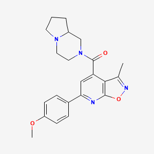 molecular formula C22H24N4O3 B10929416 hexahydropyrrolo[1,2-a]pyrazin-2(1H)-yl[6-(4-methoxyphenyl)-3-methyl[1,2]oxazolo[5,4-b]pyridin-4-yl]methanone 
