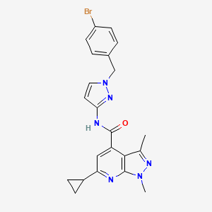 molecular formula C22H21BrN6O B10929504 N-[1-(4-bromobenzyl)-1H-pyrazol-3-yl]-6-cyclopropyl-1,3-dimethyl-1H-pyrazolo[3,4-b]pyridine-4-carboxamide 