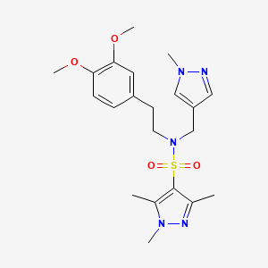 molecular formula C21H29N5O4S B10929569 N-[2-(3,4-dimethoxyphenyl)ethyl]-1,3,5-trimethyl-N-[(1-methyl-1H-pyrazol-4-yl)methyl]-1H-pyrazole-4-sulfonamide 
