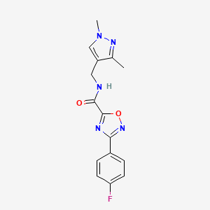 molecular formula C15H14FN5O2 B10929576 N-[(1,3-dimethyl-1H-pyrazol-4-yl)methyl]-3-(4-fluorophenyl)-1,2,4-oxadiazole-5-carboxamide 