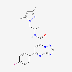 molecular formula C20H20FN7O B10930590 N-[1-(3,5-dimethyl-1H-pyrazol-1-yl)propan-2-yl]-5-(4-fluorophenyl)[1,2,4]triazolo[1,5-a]pyrimidine-7-carboxamide 