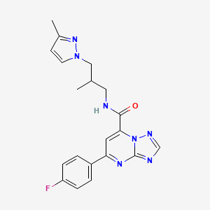 molecular formula C20H20FN7O B10930598 5-(4-fluorophenyl)-N-[2-methyl-3-(3-methyl-1H-pyrazol-1-yl)propyl][1,2,4]triazolo[1,5-a]pyrimidine-7-carboxamide 