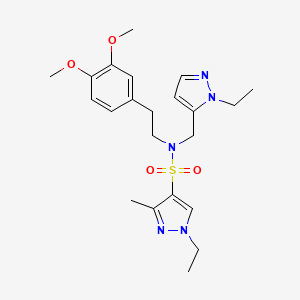 molecular formula C22H31N5O4S B10930959 N-[2-(3,4-dimethoxyphenyl)ethyl]-1-ethyl-N-[(1-ethyl-1H-pyrazol-5-yl)methyl]-3-methyl-1H-pyrazole-4-sulfonamide 