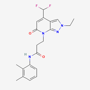 molecular formula C20H22F2N4O2 B10932587 3-[4-(difluoromethyl)-2-ethyl-6-oxo-2,6-dihydro-7H-pyrazolo[3,4-b]pyridin-7-yl]-N-(2,3-dimethylphenyl)propanamide 