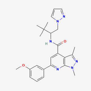 molecular formula C25H30N6O2 B10932594 N-[3,3-dimethyl-1-(1H-pyrazol-1-yl)butan-2-yl]-6-(3-methoxyphenyl)-1,3-dimethyl-1H-pyrazolo[3,4-b]pyridine-4-carboxamide 