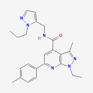 molecular formula C24H28N6O B10932934 1-ethyl-3-methyl-6-(4-methylphenyl)-N-[(1-propyl-1H-pyrazol-5-yl)methyl]-1H-pyrazolo[3,4-b]pyridine-4-carboxamide 