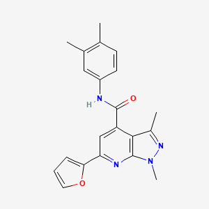 molecular formula C21H20N4O2 B10933181 N-(3,4-dimethylphenyl)-6-(furan-2-yl)-1,3-dimethyl-1H-pyrazolo[3,4-b]pyridine-4-carboxamide 