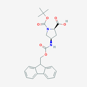 molecular formula C25H28N2O6 B109332 (2R,4R)-4-(((9H-芴-9-基)甲氧羰基)氨基)-1-(叔丁氧羰基)吡咯烷-2-羧酸 CAS No. 1018332-24-5