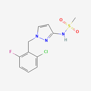molecular formula C11H11ClFN3O2S B10933605 N-[1-(2-chloro-6-fluorobenzyl)-1H-pyrazol-3-yl]methanesulfonamide 