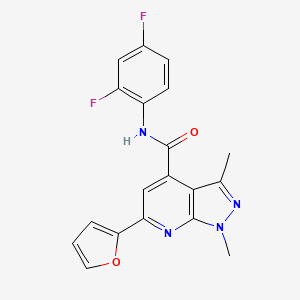 molecular formula C19H14F2N4O2 B10933654 N-(2,4-difluorophenyl)-6-(furan-2-yl)-1,3-dimethyl-1H-pyrazolo[3,4-b]pyridine-4-carboxamide 