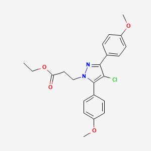molecular formula C22H23ClN2O4 B10934054 ethyl 3-[4-chloro-3,5-bis(4-methoxyphenyl)-1H-pyrazol-1-yl]propanoate 