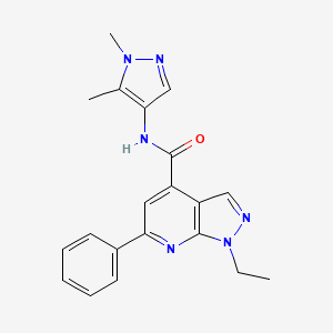 molecular formula C20H20N6O B10934908 N-(1,5-dimethyl-1H-pyrazol-4-yl)-1-ethyl-6-phenyl-1H-pyrazolo[3,4-b]pyridine-4-carboxamide 