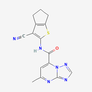 molecular formula C15H12N6OS B10935009 N-(3-cyano-5,6-dihydro-4H-cyclopenta[b]thiophen-2-yl)-5-methyl[1,2,4]triazolo[1,5-a]pyrimidine-7-carboxamide 