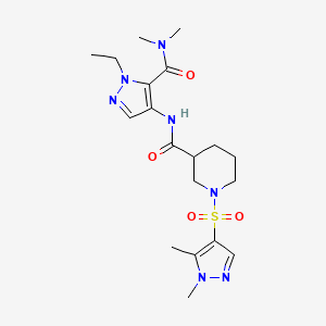 molecular formula C19H29N7O4S B10935028 N-[5-(dimethylcarbamoyl)-1-ethyl-1H-pyrazol-4-yl]-1-[(1,5-dimethyl-1H-pyrazol-4-yl)sulfonyl]piperidine-3-carboxamide 