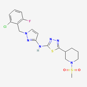 molecular formula C18H20ClFN6O2S2 B10935702 N-[1-(2-chloro-6-fluorobenzyl)-1H-pyrazol-3-yl]-5-[1-(methylsulfonyl)piperidin-3-yl]-1,3,4-thiadiazol-2-amine 