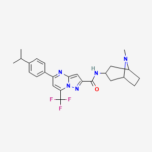 molecular formula C25H28F3N5O B10935763 N-(8-methyl-8-azabicyclo[3.2.1]oct-3-yl)-5-[4-(propan-2-yl)phenyl]-7-(trifluoromethyl)pyrazolo[1,5-a]pyrimidine-2-carboxamide 