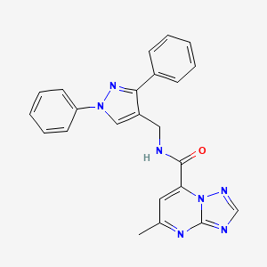 molecular formula C23H19N7O B10935765 N-[(1,3-diphenyl-1H-pyrazol-4-yl)methyl]-5-methyl[1,2,4]triazolo[1,5-a]pyrimidine-7-carboxamide 
