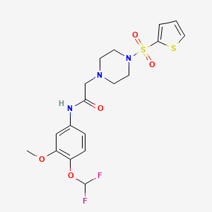 molecular formula C18H21F2N3O5S2 B10935823 N-[4-(difluoromethoxy)-3-methoxyphenyl]-2-[4-(thiophen-2-ylsulfonyl)piperazin-1-yl]acetamide 