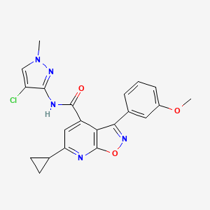 molecular formula C21H18ClN5O3 B10935844 N-(4-chloro-1-methyl-1H-pyrazol-3-yl)-6-cyclopropyl-3-(3-methoxyphenyl)[1,2]oxazolo[5,4-b]pyridine-4-carboxamide 
