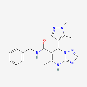 molecular formula C19H21N7O B10935849 N-benzyl-7-(1,5-dimethyl-1H-pyrazol-4-yl)-5-methyl-4,7-dihydro[1,2,4]triazolo[1,5-a]pyrimidine-6-carboxamide 