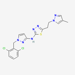 molecular formula C18H17Cl2N7S B10935992 N-[1-(2,6-dichlorobenzyl)-1H-pyrazol-3-yl]-5-[2-(4-methyl-1H-pyrazol-1-yl)ethyl]-1,3,4-thiadiazol-2-amine 