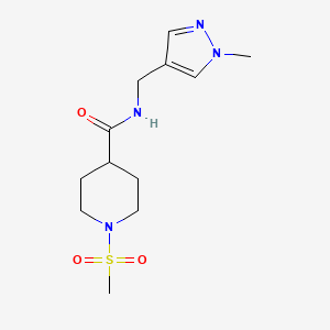 molecular formula C12H20N4O3S B10936006 N-[(1-methyl-1H-pyrazol-4-yl)methyl]-1-(methylsulfonyl)piperidine-4-carboxamide 