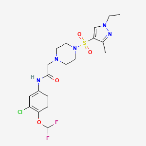 molecular formula C19H24ClF2N5O4S B10936043 N-[3-chloro-4-(difluoromethoxy)phenyl]-2-{4-[(1-ethyl-3-methyl-1H-pyrazol-4-yl)sulfonyl]piperazin-1-yl}acetamide 