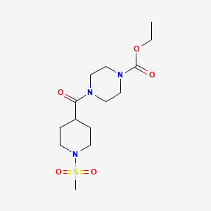 molecular formula C14H25N3O5S B10936063 Ethyl 4-{[1-(methylsulfonyl)-4-piperidinyl]carbonyl}-1-piperazinecarboxylate 