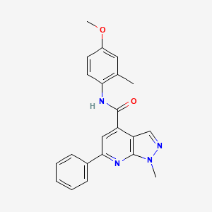 molecular formula C22H20N4O2 B10936098 N-(4-methoxy-2-methylphenyl)-1-methyl-6-phenyl-1H-pyrazolo[3,4-b]pyridine-4-carboxamide 