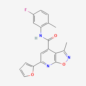 molecular formula C19H14FN3O3 B10936183 N-(5-fluoro-2-methylphenyl)-6-(furan-2-yl)-3-methyl[1,2]oxazolo[5,4-b]pyridine-4-carboxamide 