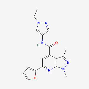 molecular formula C18H18N6O2 B10936239 N-(1-ethyl-1H-pyrazol-4-yl)-6-(furan-2-yl)-1,3-dimethyl-1H-pyrazolo[3,4-b]pyridine-4-carboxamide 