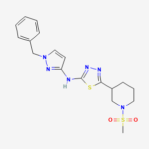 molecular formula C18H22N6O2S2 B10936289 N-(1-benzyl-1H-pyrazol-3-yl)-5-[1-(methylsulfonyl)piperidin-3-yl]-1,3,4-thiadiazol-2-amine 