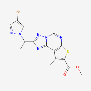 molecular formula C15H13BrN6O2S B10936302 methyl 2-[1-(4-bromo-1H-pyrazol-1-yl)ethyl]-9-methylthieno[3,2-e][1,2,4]triazolo[1,5-c]pyrimidine-8-carboxylate 