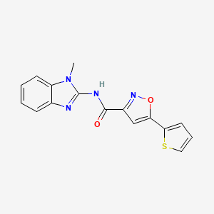 molecular formula C16H12N4O2S B10936309 N-(1-methyl-1H-benzimidazol-2-yl)-5-(thiophen-2-yl)-1,2-oxazole-3-carboxamide 