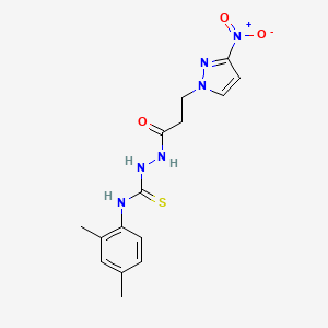 molecular formula C15H18N6O3S B10936315 N-(2,4-dimethylphenyl)-2-[3-(3-nitro-1H-pyrazol-1-yl)propanoyl]hydrazinecarbothioamide 